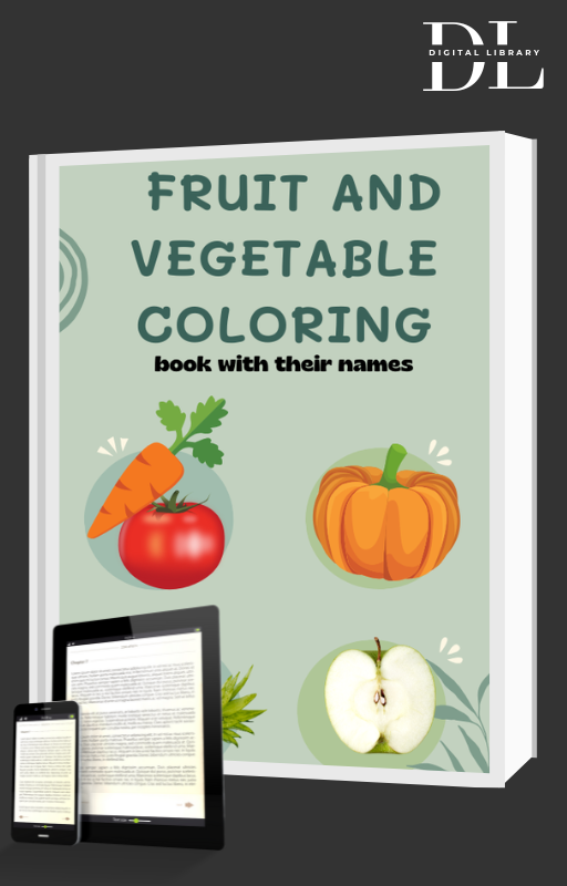 Fruit and vegetable coloring book with their names